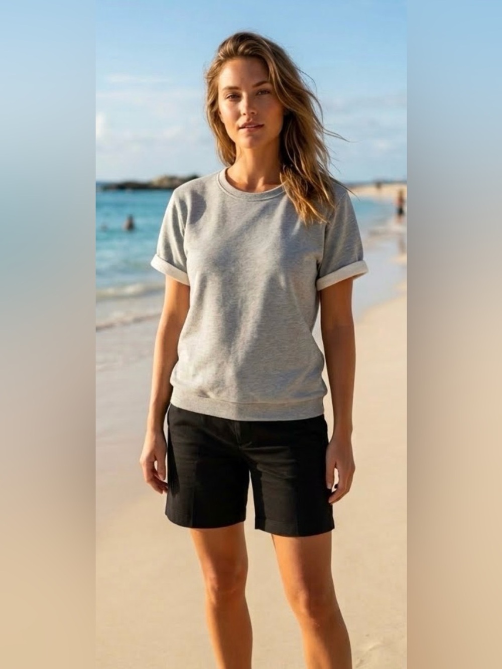 Scotch & Soda Casual Heather Gray Short Sleeve Sweatshirt